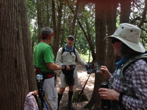 Hikers with postcard - Jim Walters, John Thompson, Joanne Cicchini