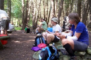 Hikers take a rest and enjoy some treats!